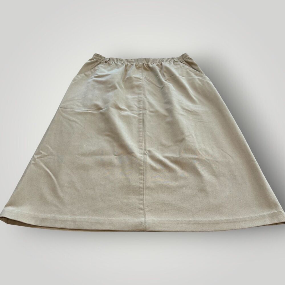 VTG Koret Women's 10 Khaki Tan Elastic Waist Pull On Above the Knee Skirt USA